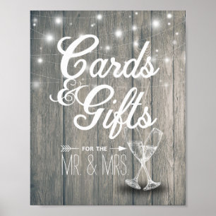 Wedding Sign Cards & Gifts Champagne Glasses Wood