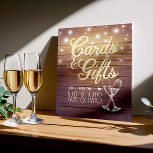 Wedding Sign Cards & Gifts Champagne Glasses Wood