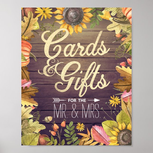 Wedding Sign Cards & Gifts Maple Leaves Pumpkins (Front)