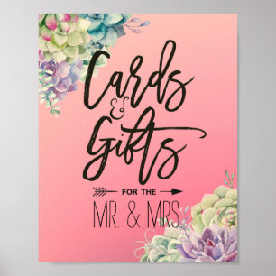 Wedding Sign Cards & Gifts Watercolor Succulents