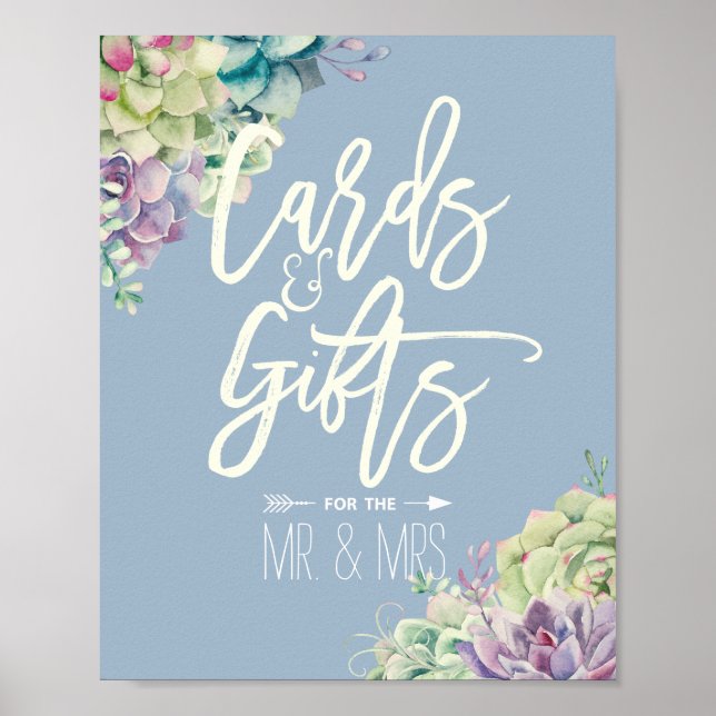 Wedding Sign Cards & Gifts Watercolor Succulents (Front)