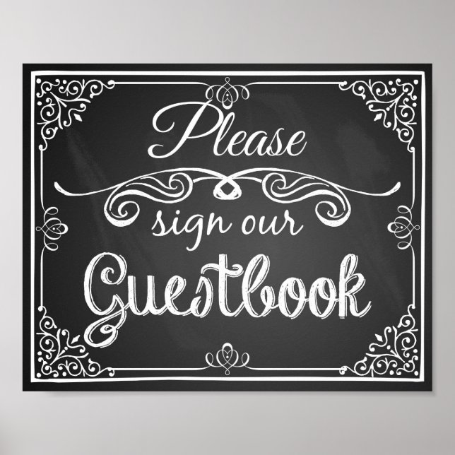 Wedding sign chalkboard "Guest book" (Front)