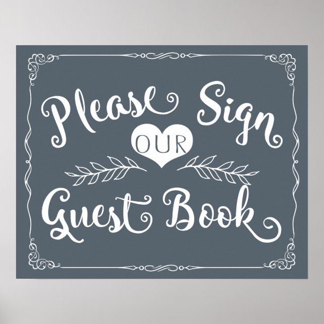 Wedding sign chalkboard "Guest book" custom colour (Front)