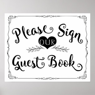 Wedding sign chalkboard "Guest book" custom colour