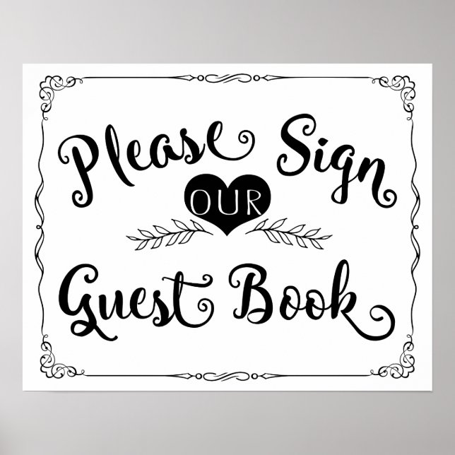 Wedding sign chalkboard "Guest book" custom colour (Front)