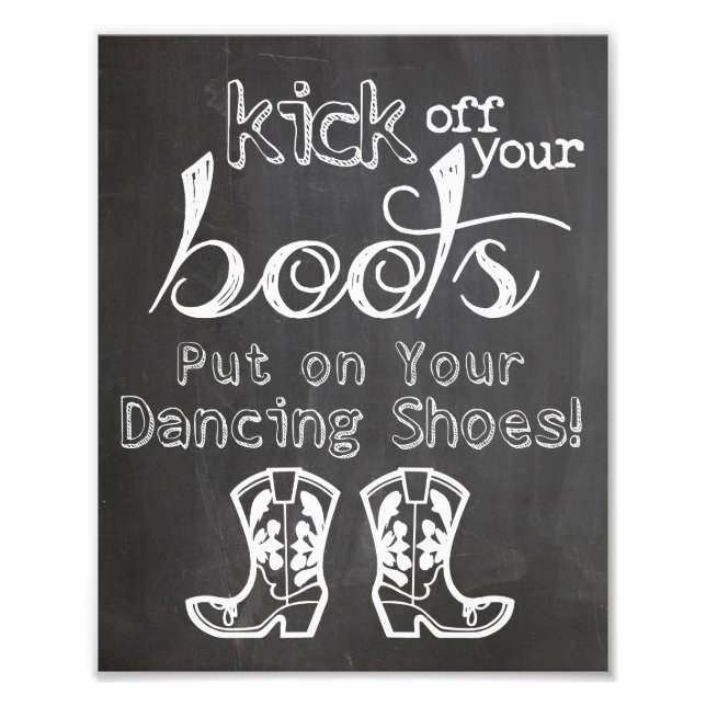 Wedding sign Chalkboard style funny boots sign (Front)
