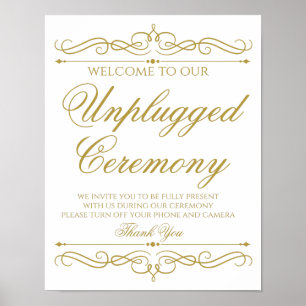 Wedding Sign Elegant Gold Swirl Calligraphy