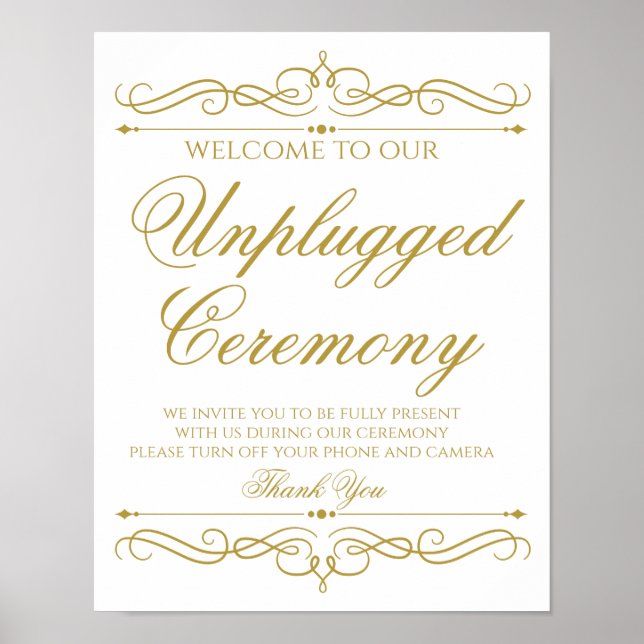 Wedding Sign | Elegant Gold Swirl Calligraphy (Front)
