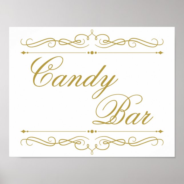 Wedding Sign | Elegant Gold Swirl Calligraphy (Front)