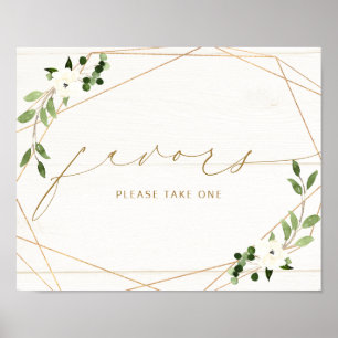 Wedding Sign Favours Geometric Floral Wood Look
