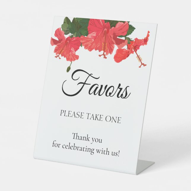 Wedding Sign Favours with Red Hibiscus (Front)