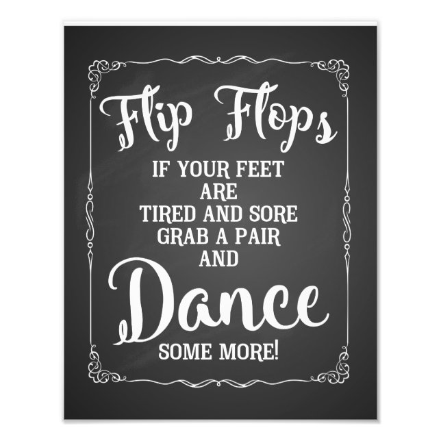 wedding sign, flip flops, wedding, chalkboard photo print (Front)