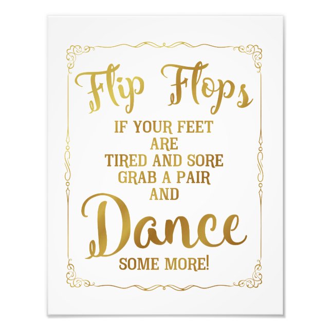 wedding sign, flip flops, wedding, gold photo print (Front)