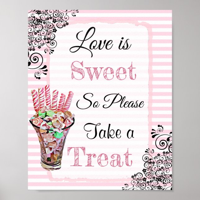 Wedding Sign for Candy Buffet Pink Poster (Front)