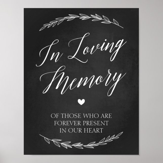 Wedding Sign – In Loving Memory Chalkboard Sign (Front)