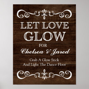 Wedding Sign – Let Love Glow Rustic Wedding Sign