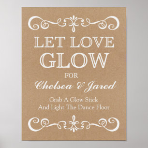 Wedding Sign – Let Love Glow Rustic Wedding Sign