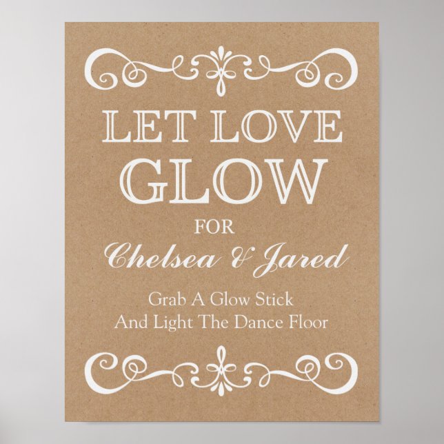 Wedding Sign – Let Love Glow Rustic Wedding Sign (Front)