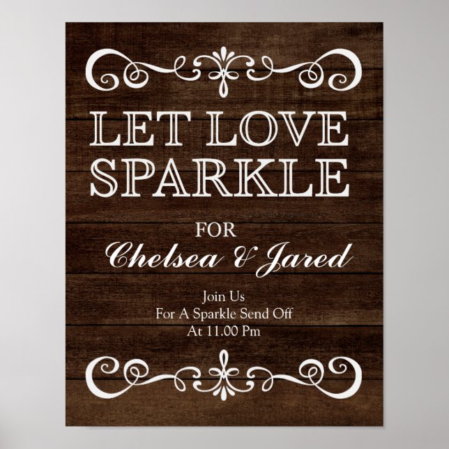 Wedding Sign – Let Love Sparkle Rustic Wedding Sig (Front)