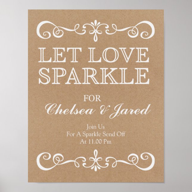 Wedding Sign –Let Love Sparkle Rustic Wedding Sign (Front)