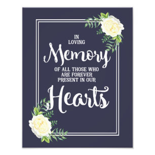 wedding sign, loving memory wedding, floral rose photo print