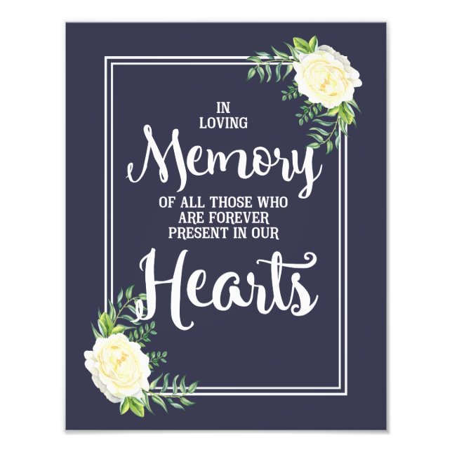 wedding sign, loving memory wedding, floral rose photo print (Front)