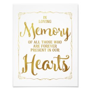 wedding sign, loving memory wedding, gold photo print