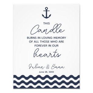 wedding sign, loving memory wedding, navy nautical photo print