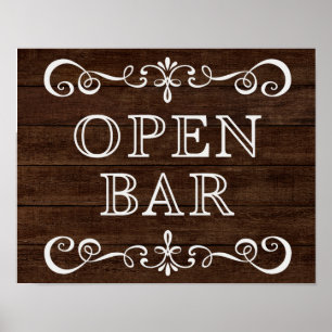 Wedding Sign – Open Bar Rustic Wedding Sign