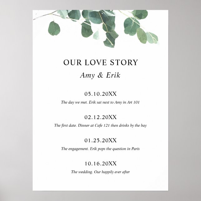 Wedding Sign Our Love Story Timeline Special Dates (Front)
