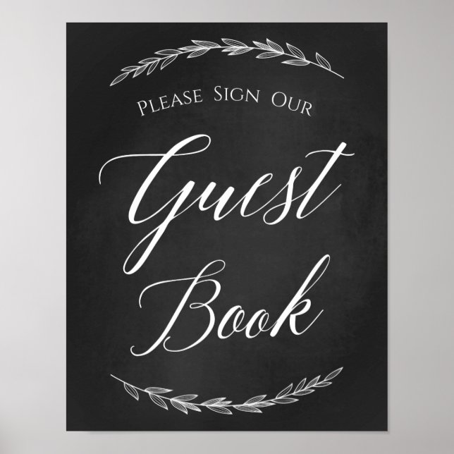 Wedding Sign – Sign Our Guestbook Chalkboard Sign (Front)