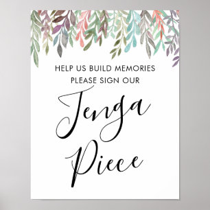 Wedding Sign – Sign Our Jenga Piece Greenery Sign