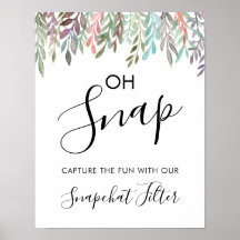 Wedding Sign – Snapchat Watercolor Greenery Sign