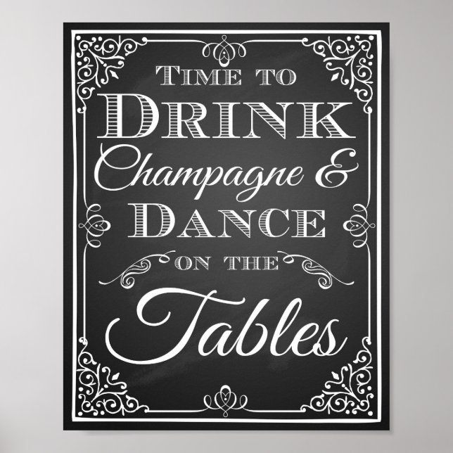 Wedding sign "Time to Drink Champagne chalkboard (Front)