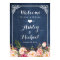 Wedding Sign Vintage Blue Chalkboard Floral