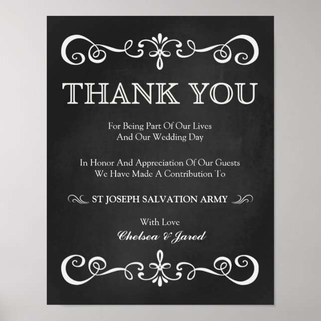 Wedding Sign – Wedding Donation Chalkboard Sign (Front)