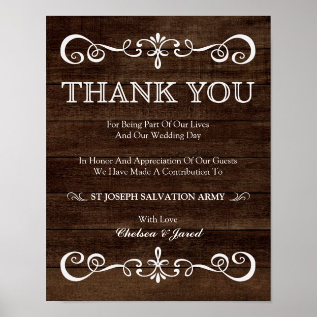 Wedding Sign – Wedding Donation Rustic Wedding Sig (Front)