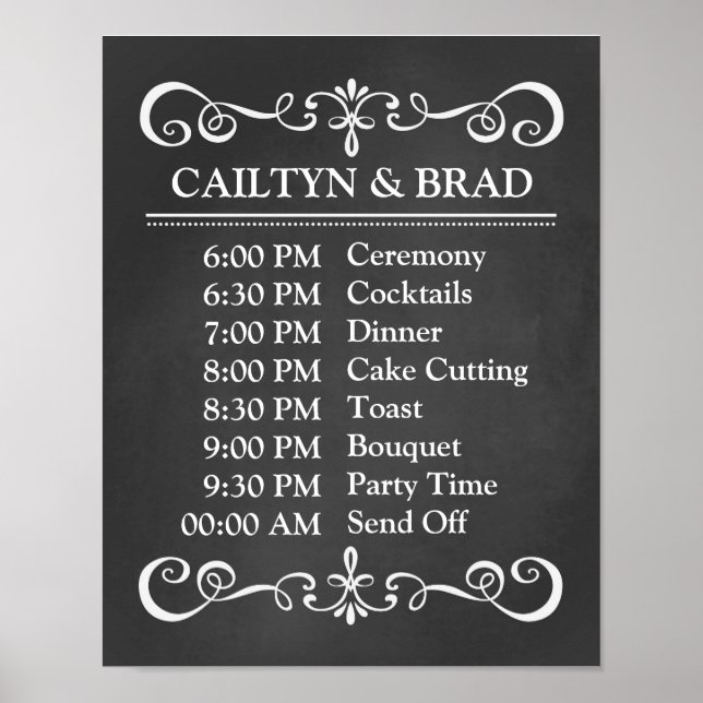 Wedding Sign – Wedding Schedule Chalkboard Sign (Front)