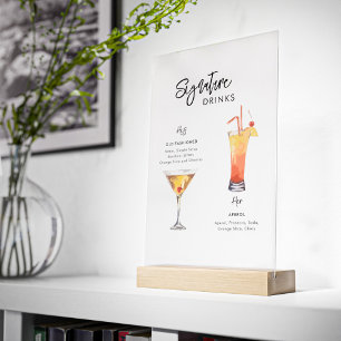 Wedding Signature Drink His and Hers Acrylic Sign