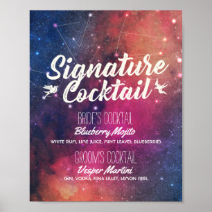 Wedding Signature Drink Menu Galaxy Constellations Poster