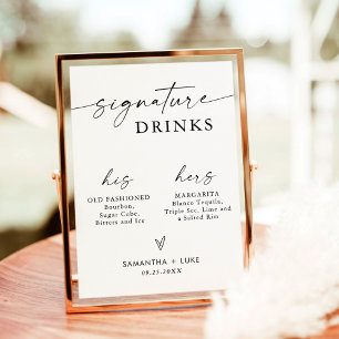 Wedding Signature Drink Sign, 5x7" Modern Bar Sign