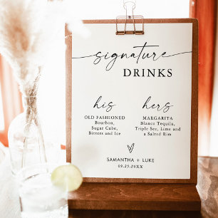 Wedding Signature Drink Sign   Modern Bar Sign