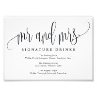 Wedding Signature Drinks Sign Choose Your Size