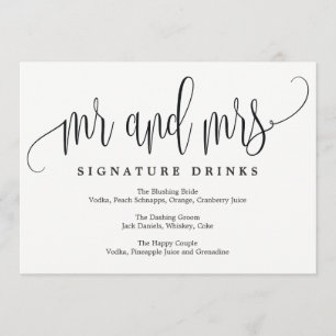 Wedding Signature Drinks Sign - Lovely Calligraphy Invitation