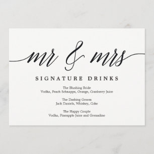 Wedding Signature Drinks Sign - Modern Script Invitation