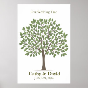 Wedding Signature Tree Poster – Natural Green–