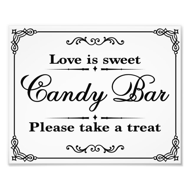 Wedding signs - Black & White - Candy Bar - (Front)
