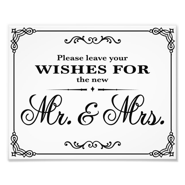 Wedding signs Black & White wishes (Front)
