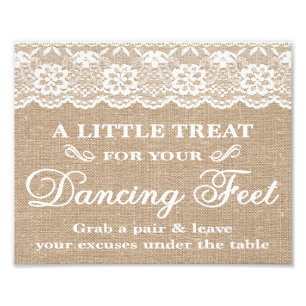 Wedding Signs - Burlap & Lace - Dancing Feet -