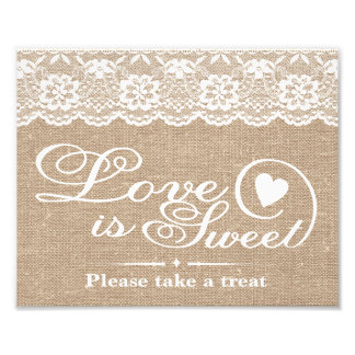 Wedding Signs - Burlap & Lace - Love is Sweet -